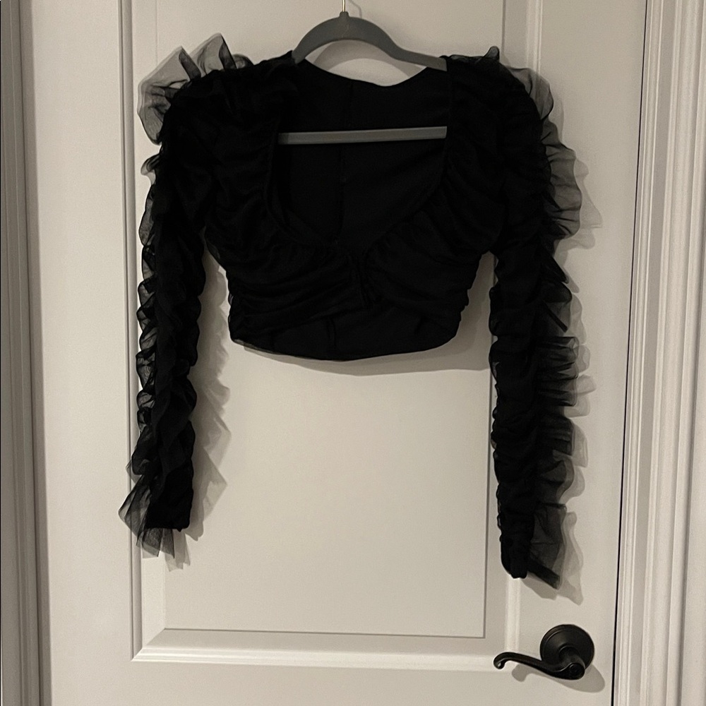Black Ruffled Two-Piece Set - Picture 7 of 11